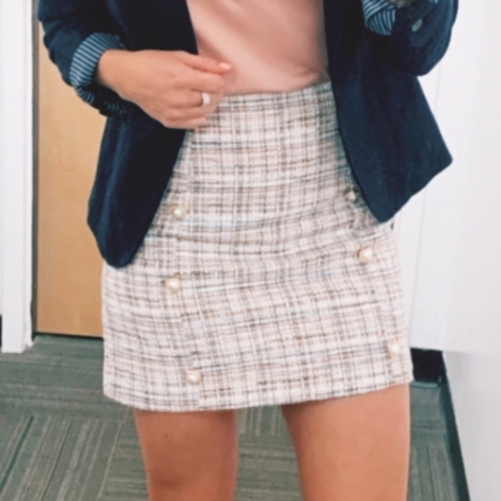 Twill Cream Mini Skirt
